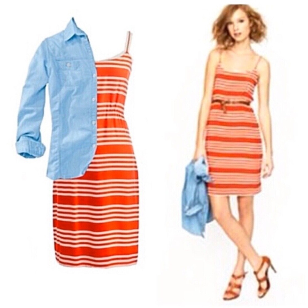 J. Crew Orange and White Dress
